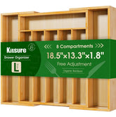 Kitsure bandeja frontal en bambú mostrando organización y aspecto natural