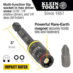 Klein Tools detalle del imán de tierras raras que asegura bits