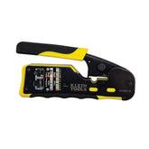 Klein Tools vista frontal de la crimpadora con agarre ergonómico y acabado duradero