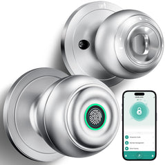 KLLOQUE pomo cerradura plateado vista frontal con diseño moderno y seguro
