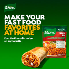 Knorr Spanish Rice en sartén caliente, marca Knorr con resultado sabroso y apetitoso