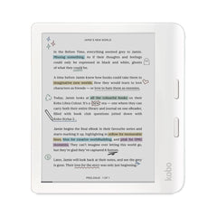 Kobo Libra Colour front view white showing crisp book cover display and portability
