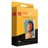 KODAK paquete frontal mostrando 100 hojas ZINK y beneficio de cantidad