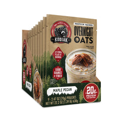 Kodiak Cakes vista frontal del empaque mostrando 9 sobres y beneficios