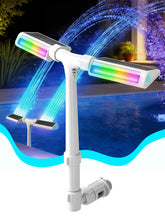 Kompoll vista frontal de la fuente flotante mostrando diseño blanco y beneficios decorativos