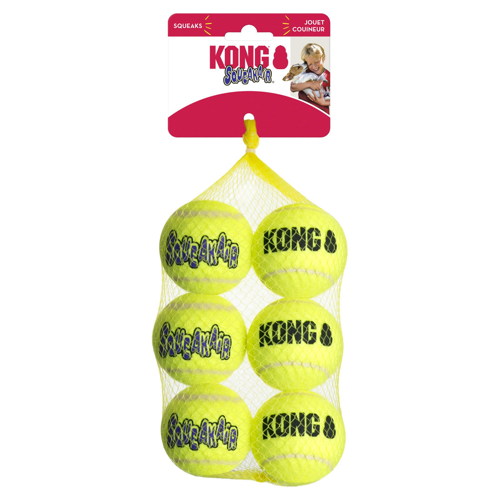 KONG pelota SqueakAir frente del paquete con seis unidades y orden