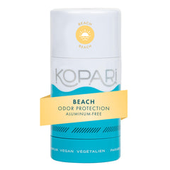 Kopari envase frontal mostrando el diseño y aroma Beach, fácil identificación