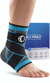 Koprez vista frontal del manguito de tobillo con soporte visible y ajuste cómodo