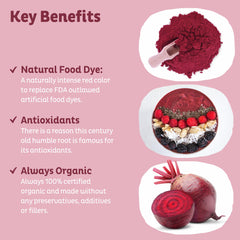 KOS scoop of beetroot powder with measured serving for convenience