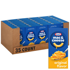 Kraft Mac and Cheese frente del paquete mostrando cantidad y conveniencia