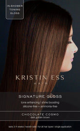 Kristin Ess empaque frontal del gloss chocolate cosmo con brillo mejorado