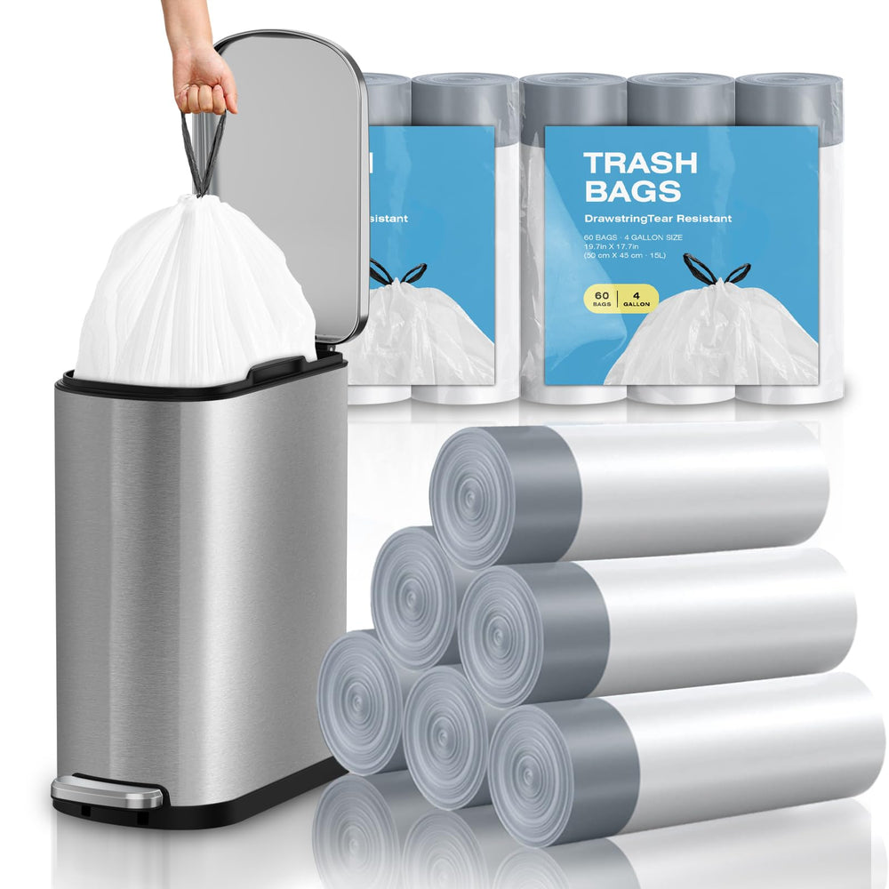 KSSKSS frente del empaque mostrando 6 rollos y 120 bolsas, fácil almacenamiento