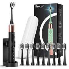 Kuicur vista frontal del cepillo negro mostrando diseño y botones para control