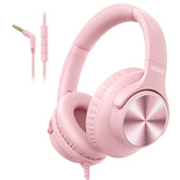 KVIDIO auriculares frontal rosa mostrando diseño cómodo y estilo