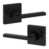 Kwikset vista frontal de la palanca Casey en negro mate, moderno y resistente