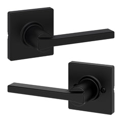 Kwikset vista frontal de la palanca Casey en negro mate, moderno y resistente