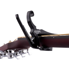 Kyser KG6BA clamped on acoustic neck demonstrating quick key change convenience