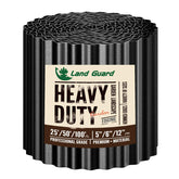 Land Guard front view of black corrugated edging showing full roll and finish, durable finish benefit