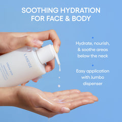 LANEIGE textura cremosa lechosa en gota, absorción ligera y confort