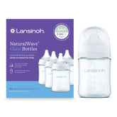 lansinoh frontal del pack de biberones mostrando cuatro unidades, ideal para alternar tomas