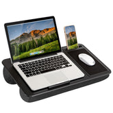 LapGear vista frontal del lap desk mostrando borde y superficie estable para portátil