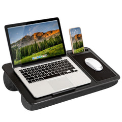 LapGear vista frontal del lap desk mostrando borde y superficie estable para portátil