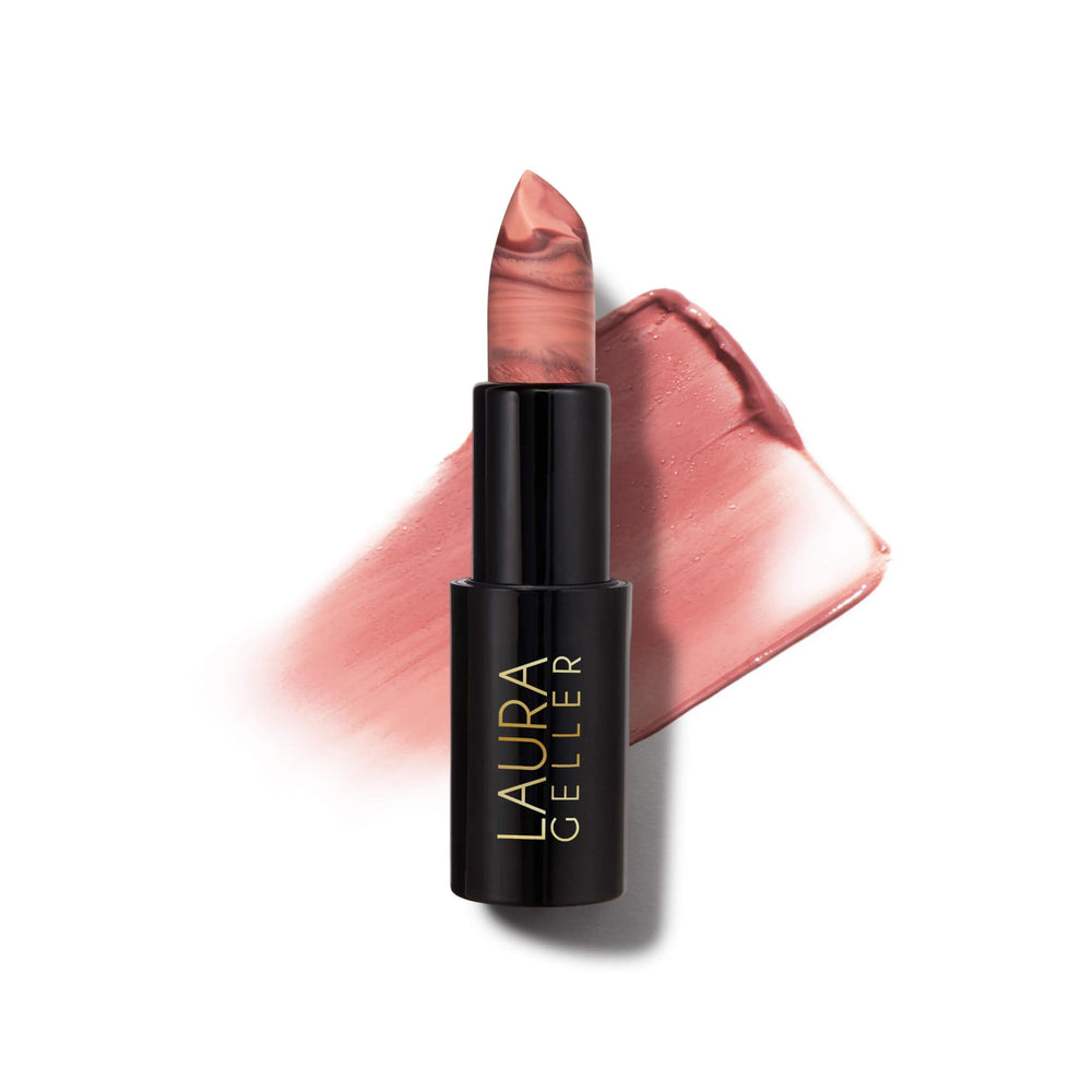 LAURA GELLER NEW YORK envase frontal del labial Honey Bun mostrando diseño y color