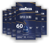Lavazza Super Crema frontal del paquete mostrando 60 cápsulas y conservación del aroma