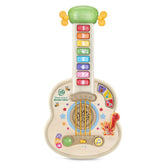 LeapFrog guitarra frontal de madera mostrando botones y diseño educativo