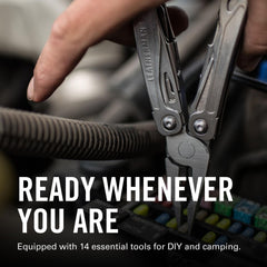 Leatherman Wingman primer plano de tijeras con resorte, cortes limpios