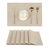 Leetaltree vista frontal del set de 6 individuales beige que embellece la mesa