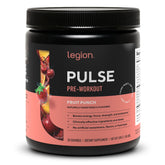LEGION envase frontal Fruit Punch mostrando diseño y beneficio de claridad de ingredientes