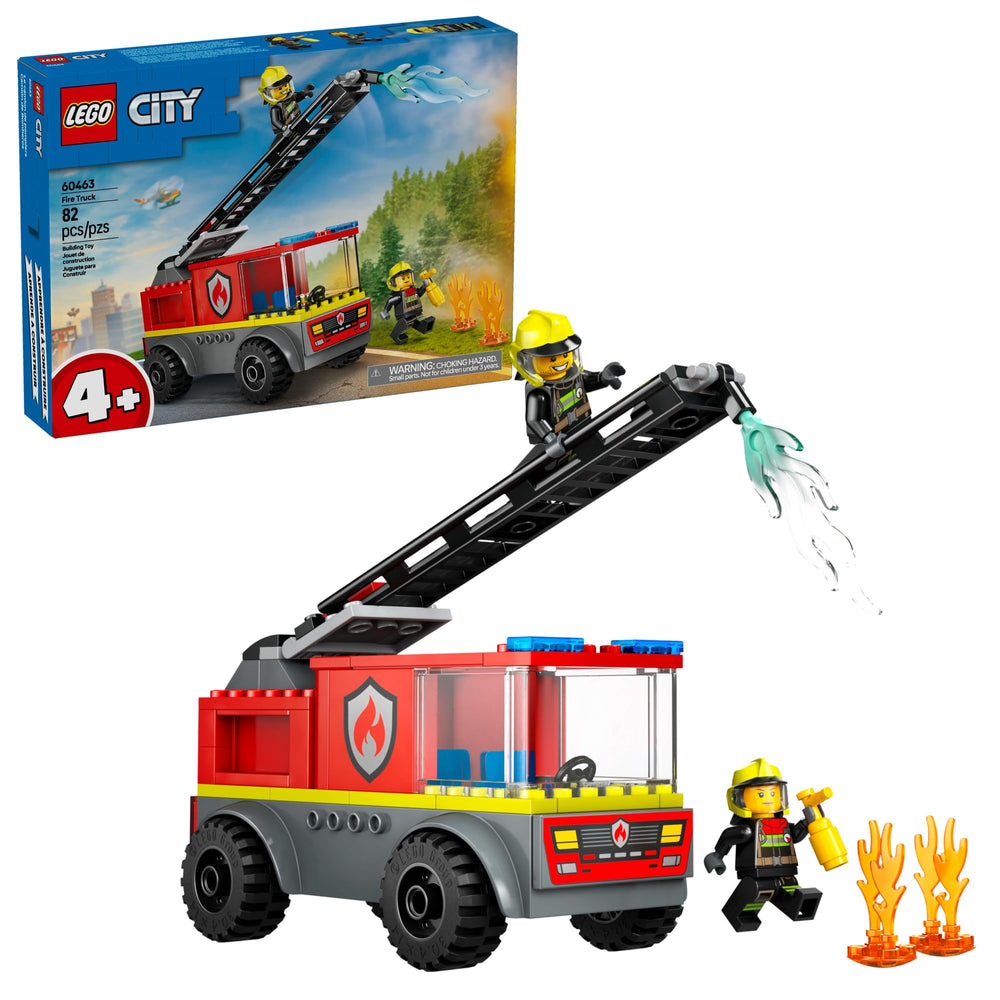 LEGO camión de bomberos frontal mostrando diseño y juego