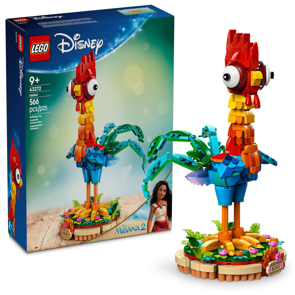LEGO Heihei vista frontal mostrando colores vivos y diseño reconocible