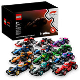 LEGO coche F1 frontal del empaque mostrando sorpresa y excitación