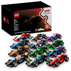LEGO coche F1 frontal del empaque mostrando sorpresa y excitación