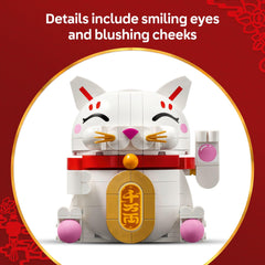 LEGO Lucky Cat panel abdominal con opción de moneda dorada o mensaje de fortuna
