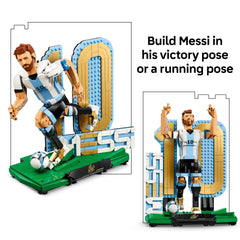 LEGO Messi balón co-moldeado en primer plano mostrando diseño auténtico y agarre seguro