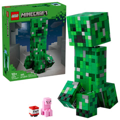 LEGO Creeper vista frontal mostrando el diseño pixelado y alto impacto decorativo