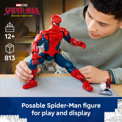 LEGO Spider-Man primer plano de textura y impresión, realismo mejorado