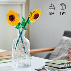 LEGO primer plano de pétalos del girasol con detalle y realismo decorativo
