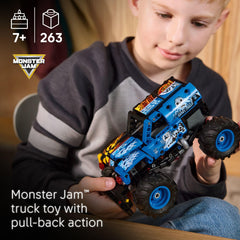 LEGO Grave Digger detalle gráfico lateral con llamas y diseño helado llamativo