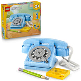 LEGO teléfono retro vista frontal como pieza decorativa y juguete