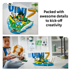 LEGO Vini Jr. base con la inicial y colores brasileños, detalle decorativo