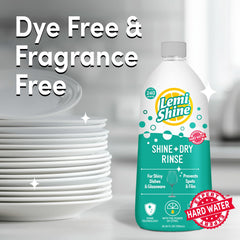 Lemi Shine botella colocada junto al compartimento del lavavajillas para uso fácil