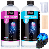 LET'S RESIN frente del kit mostrando botellas y caja, ideal para comenzar proyectos