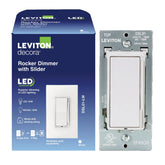 Leviton Decora Slide vista frontal blanco con diseño moderno y control preciso
