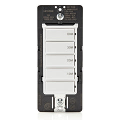 Leviton vista frontal del interruptor temporizador elegante y funcional
