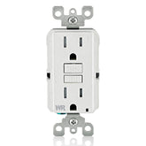 Leviton GFWT1-W front face in white showing clean blank appearance and weather protection