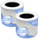 Levoit filtro frente empaquetado mostrando compatibilidad y protección